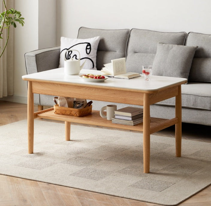 Oak Solid Wood Rock Plates Coffee Table