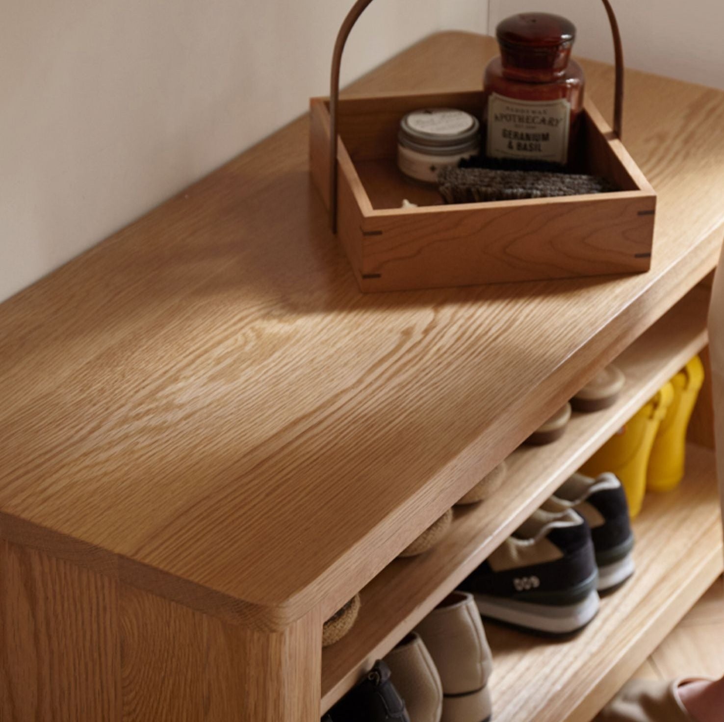 Oak Solid Wood Shoe Storage Bench