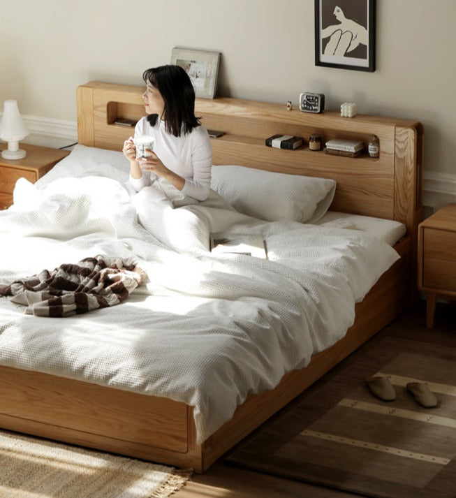 Oak Solid Wood Luminous Box Bed