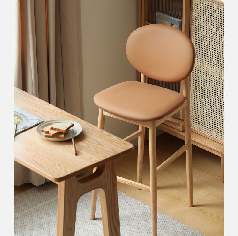 Oak Solid Wood Soft Japanese Modern Bar Chair