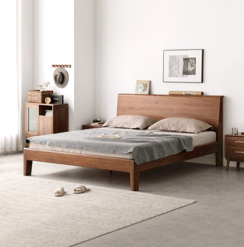 Bed black walnut solid wood