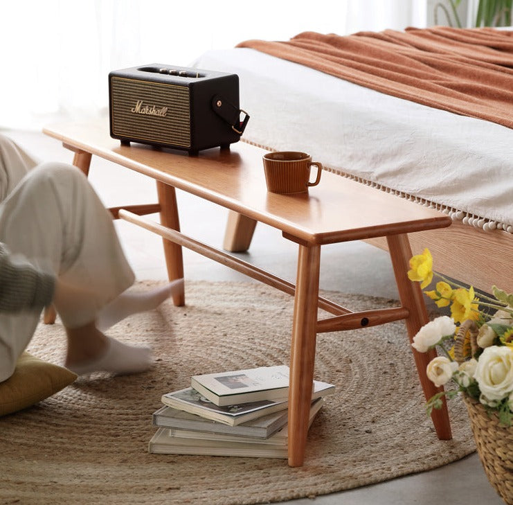 Cherry Solid Wood Bedside Long Bench