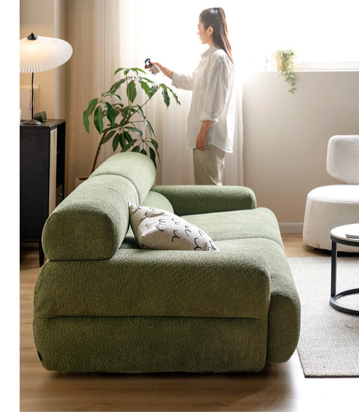 Velvet Three-seat Modular Fabric Sofa.