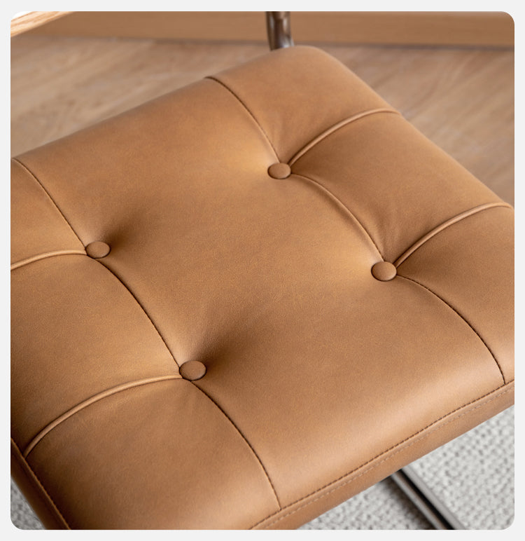 4 pcs Oak Solid Wood Suspension Genuine Leather, Organic Leather Chair