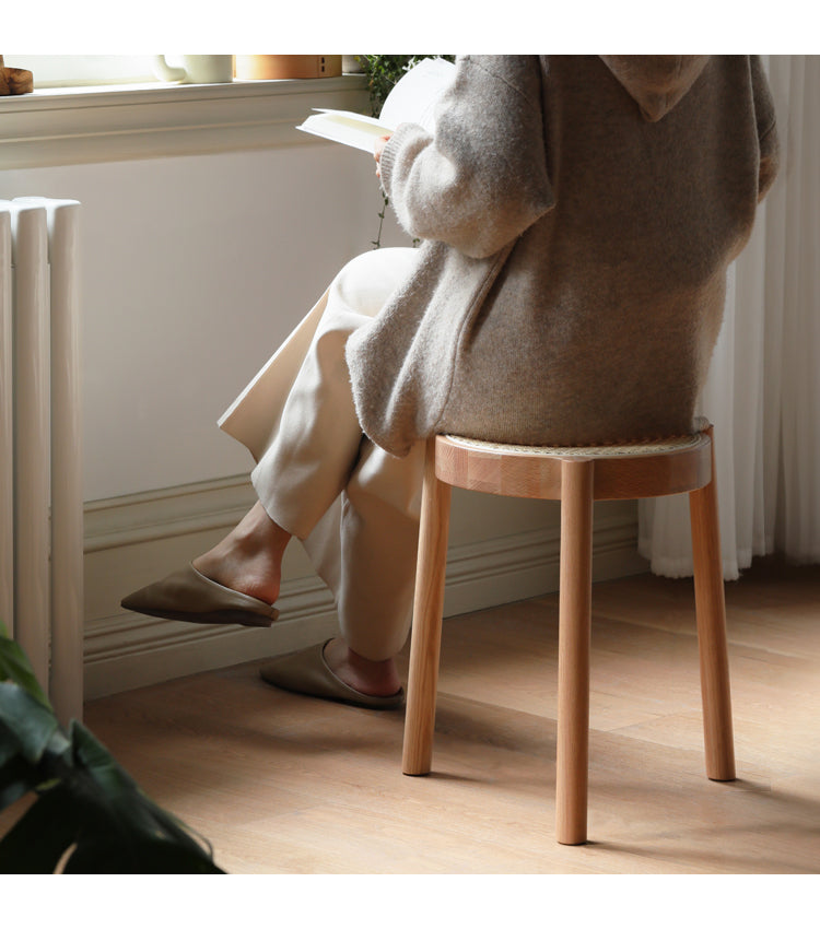 Stool Rattan Oak Solid Wood Can Be Stacked