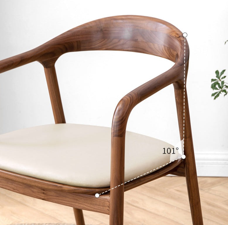 Black Walnut, Ash Solid Wood First Layer Cowhide Horn Chair