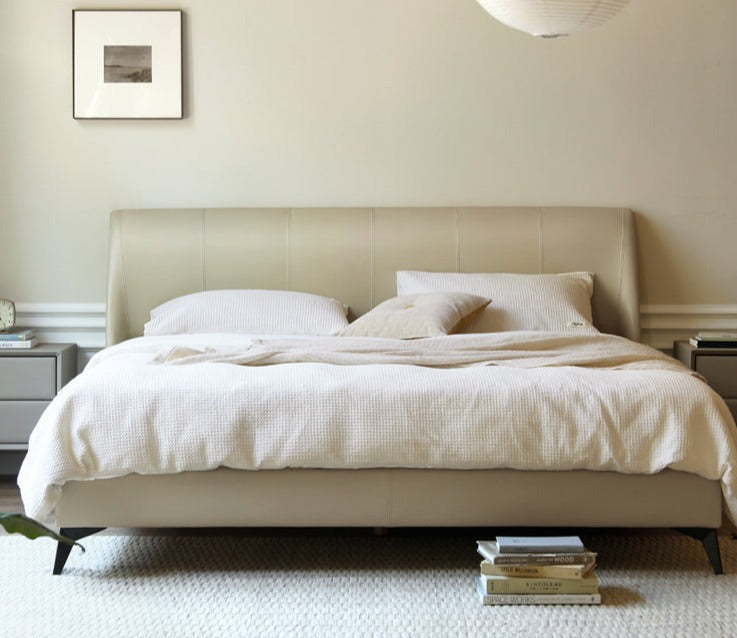 Yellow Cowhide Luxe Wood Bed
