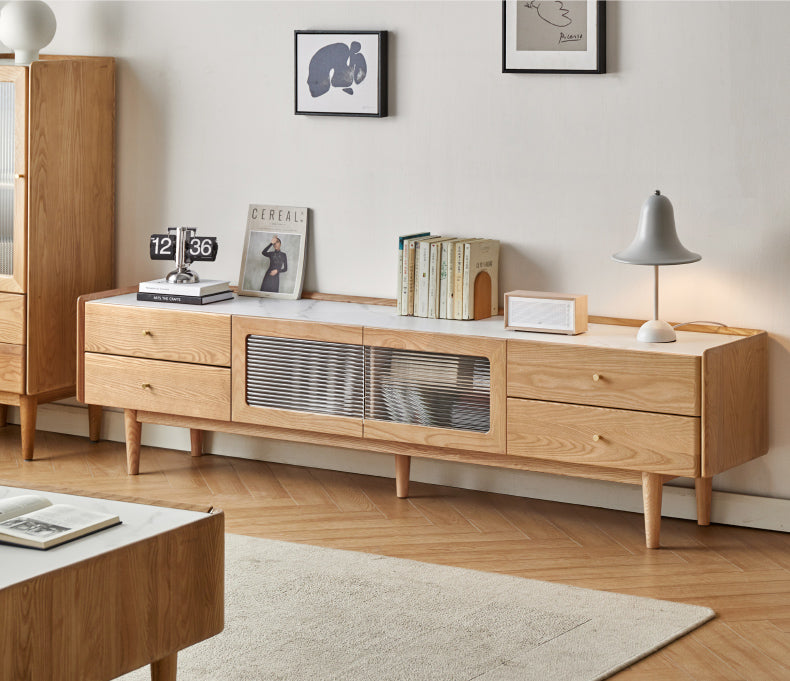 Ash Solid Wood TV Stand Rock Slab.