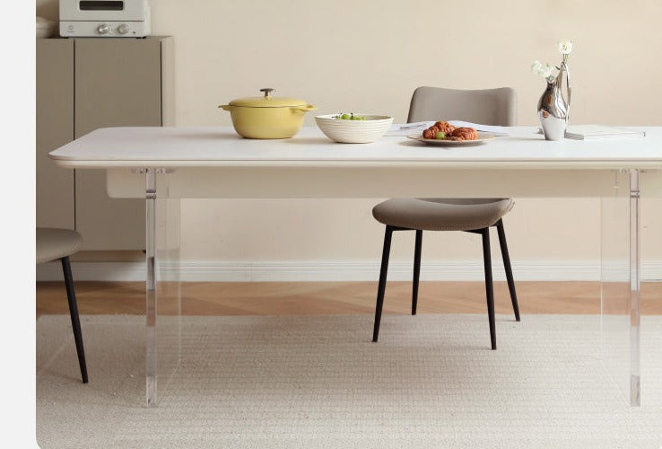 Solid Rubberwood Suspended Dining Table With Slate Top