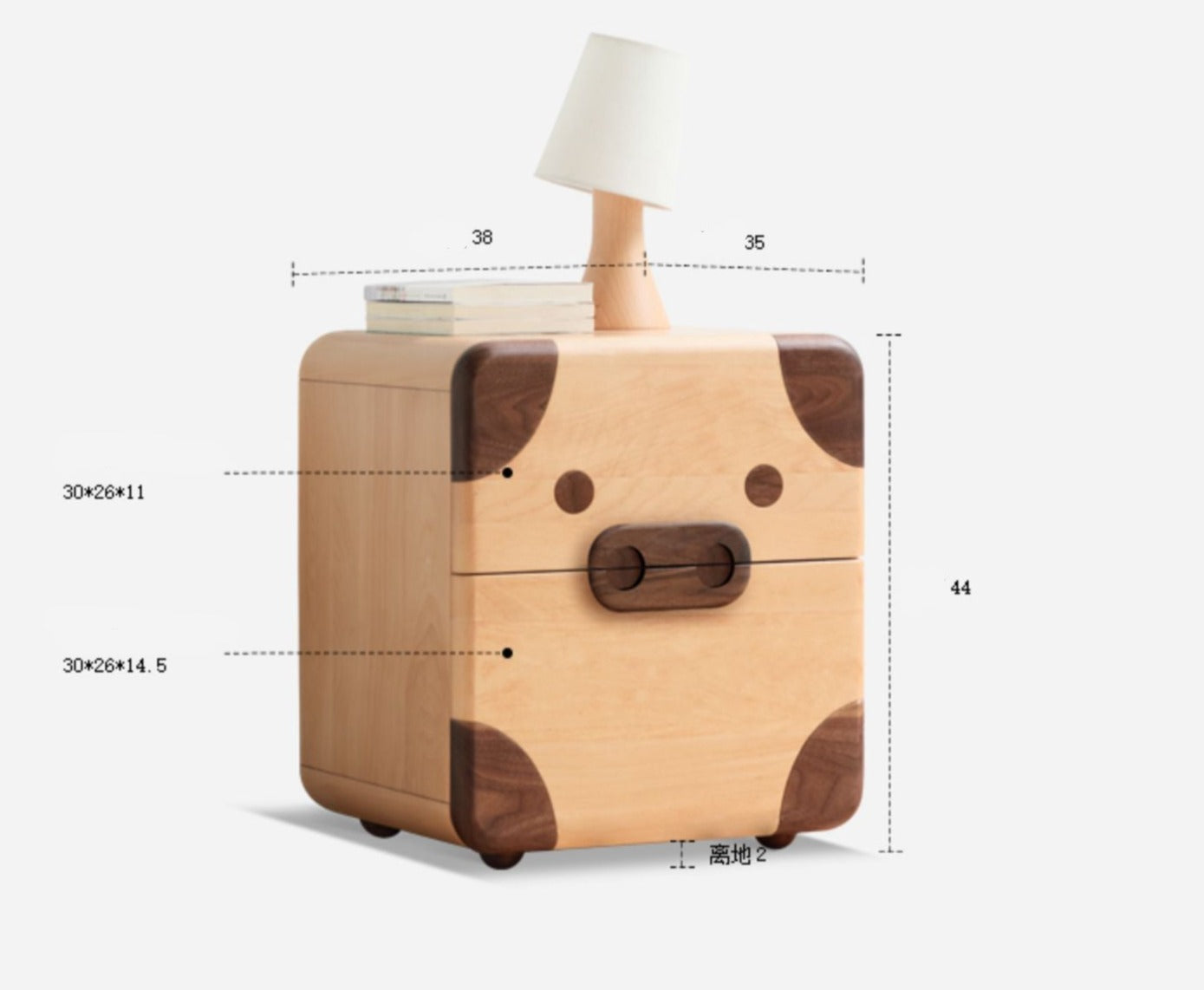 Beech Solid Wood Cartoon Nightstand