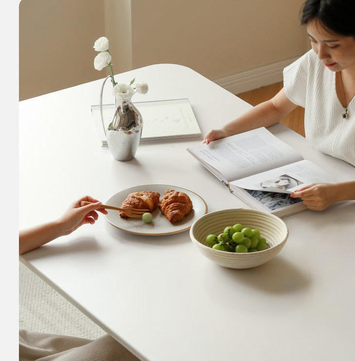 Solid Rubberwood Suspended Dining Table With Slate Top