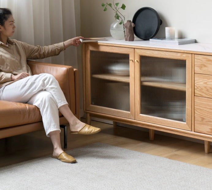 Oak Solid Wood Rock Board Modern Dining Sideboard