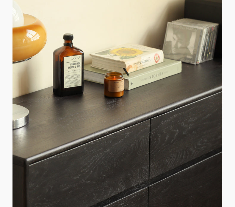 Oak Solid Wood Black Chest of Drawers