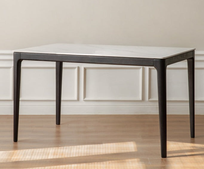 Oak Solid Wood, Solid RubberWood Dining Table Rock Slab Surface