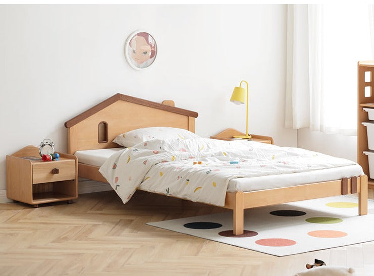 Beech, Poplar, Little House Kids Bed with 15min Delay Turning Off the Lights<