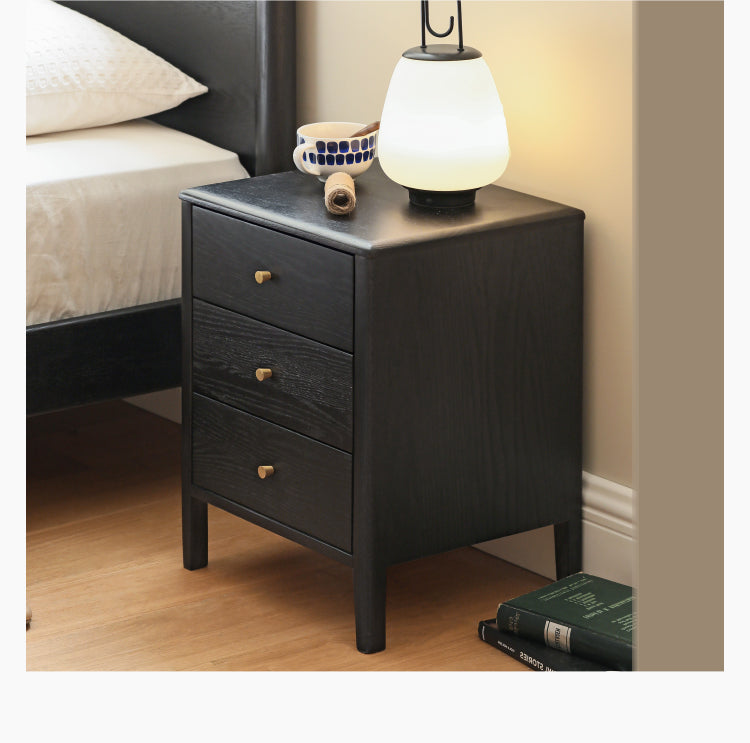Oak solid wood retro smoky color Nightstand.
