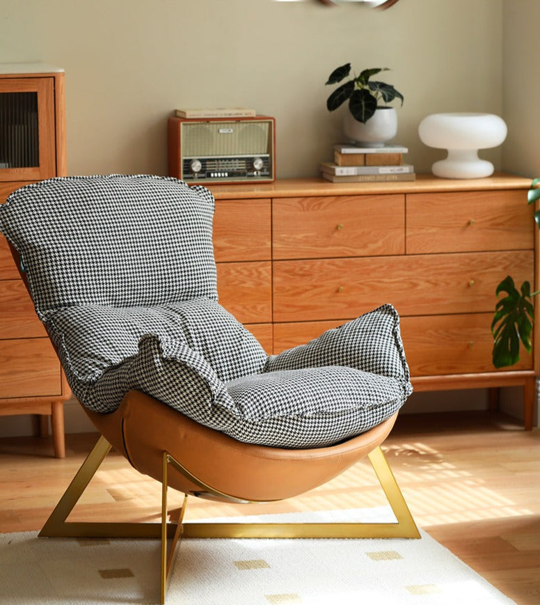 Leather Technology Cloth Lounge Eggshell Armchair