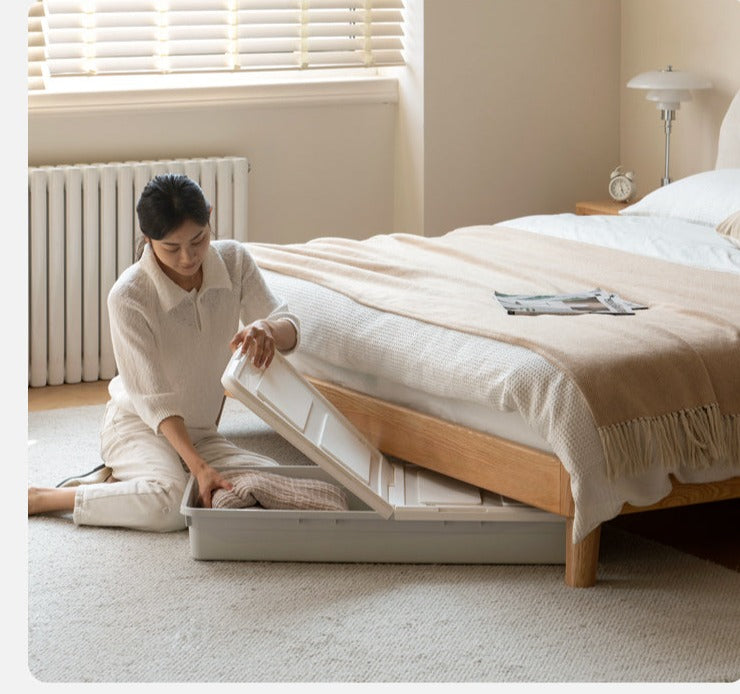 Oak Solid Wood Cream Style Soft Bed