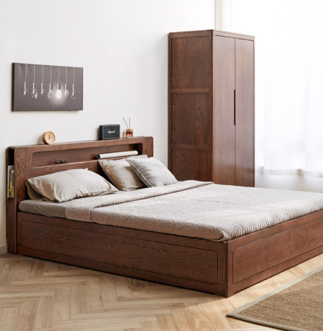 Oak Solid Wood Luminous Box Bed