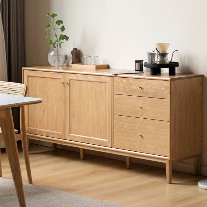 Oak Solid Wood, Solid Rubberwood Classic Sideboard