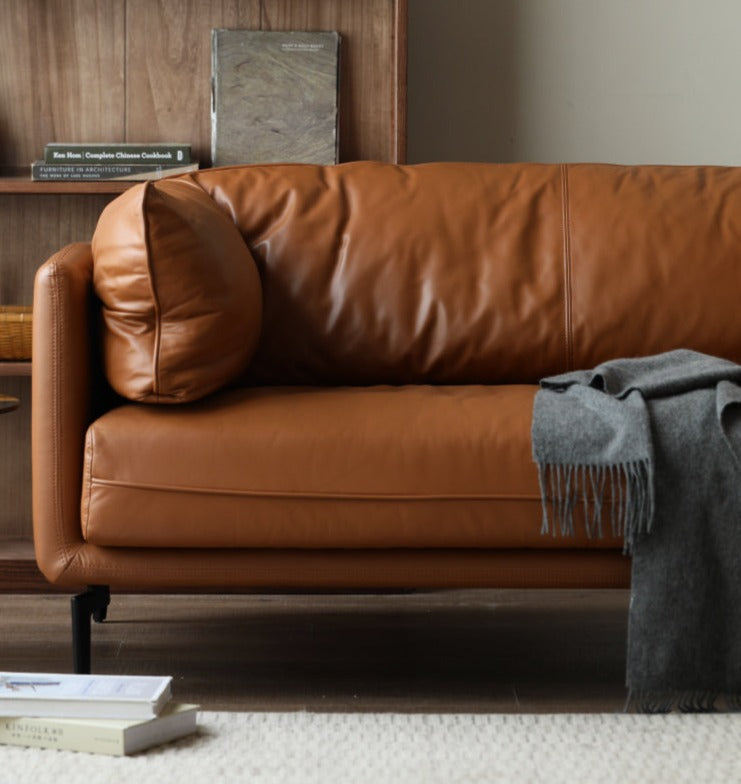 First Layer Cowhide, Organic Leather ,Tech Fabric Italian Style Sofa.