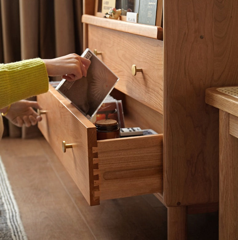 Cherry Wood, Oak, Poplar Solid Wood Side Cabinet Flip Door, LED light