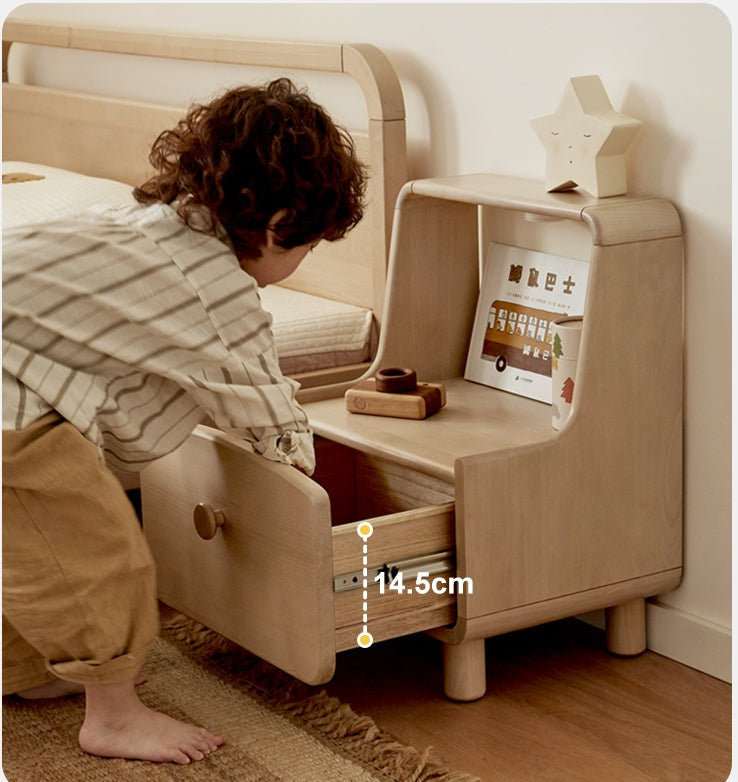 Birch, Beech Solid Wood Nightstand Built-in Night Light
