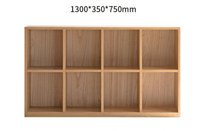 Black Walnut, Oak Solid Wood Low Bookcase, Modern Modular Storage Shelf Cabinet