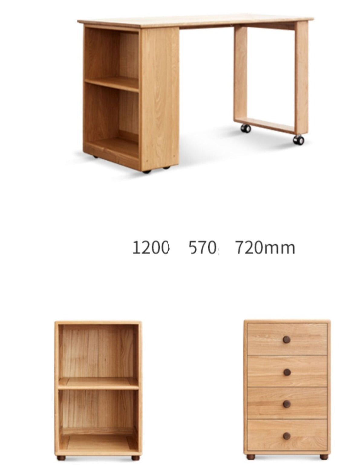 Beech solid wood Mid-high bed with slanting ladder<