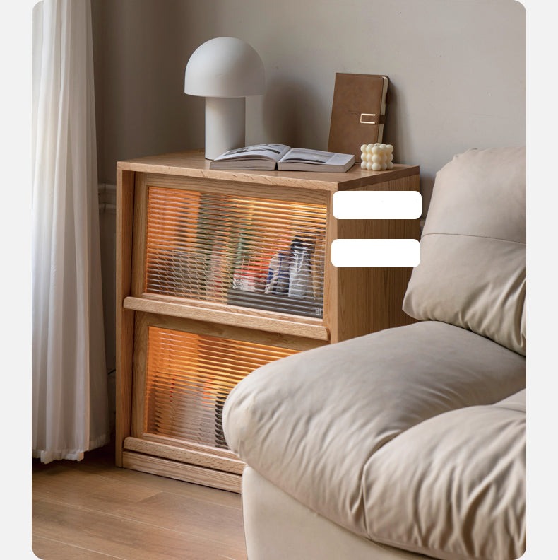 Black Walnut, Oak Solid Wood Low Bookcase, Modern Modular Storage Shelf Cabinet