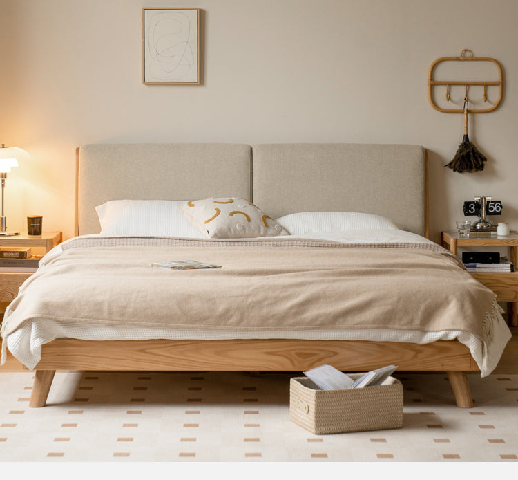 Rubberwood, Oak solid wood Soft Bed
