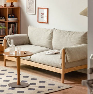 Oak Solid Wood Fabric Sofa.