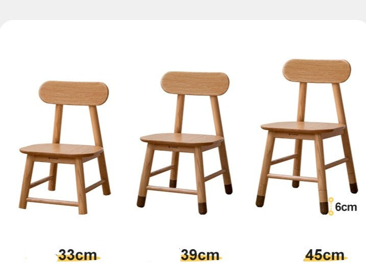 Oak, Beech, Birch Solid Wood Children's Chair Adjustable 3 Heights.