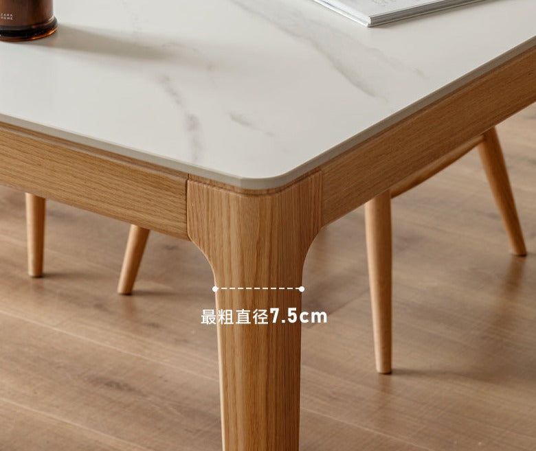 Oak, Ash Solid Wood Dining Table With Rock Slab Surface