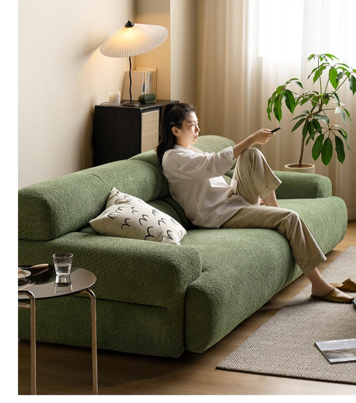 Velvet Three-seat Modular Fabric Sofa.