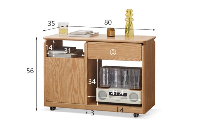 Black Walnut, Oak, Ash Solid Wood Side Cabinet