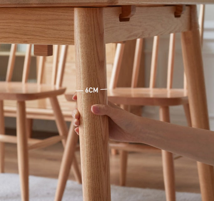 Oak Solid Wood Retractable Large Tabletop Dining Table