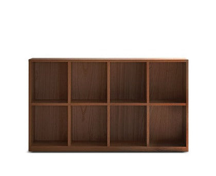 Black Walnut, Oak Solid Wood Low Bookcase, Modern Modular Storage Shelf Cabinet