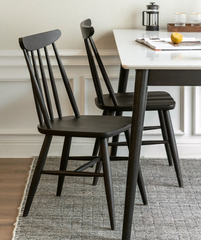 4 Pcs Oak Solid Wood Windsor Smoked Dining Chair