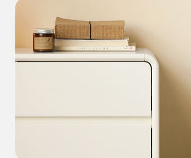 Solid Rubberwood, Poplar Solid Wood Milky Cream Style Chest of Drawers