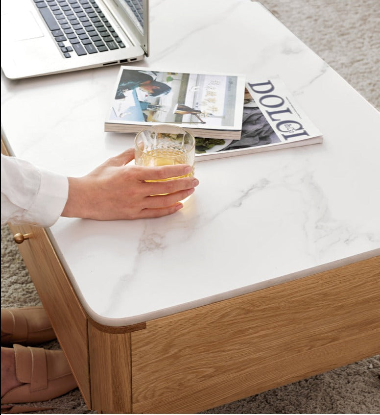 Oak Solid Wood Coffee Table Slate