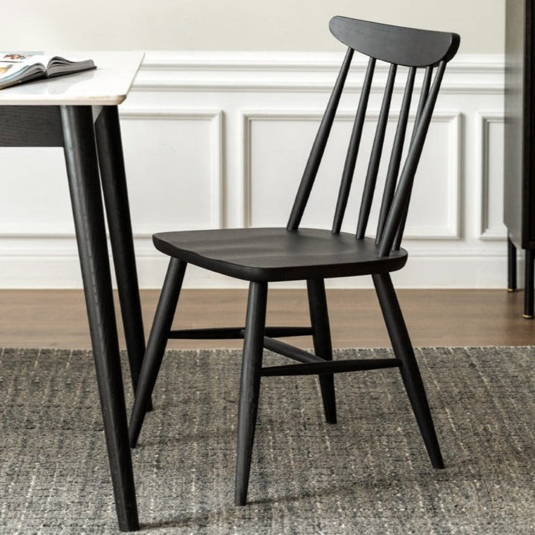 4 Pcs Oak Solid Wood Windsor Chair Smoked
