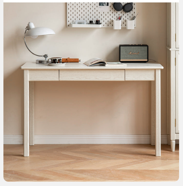 Oak Solid Wood Cream Style Office Desk