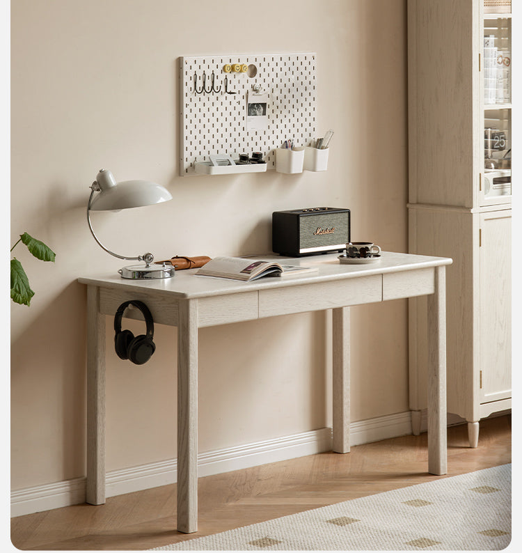 Oak Solid Wood Cream Style Office Desk