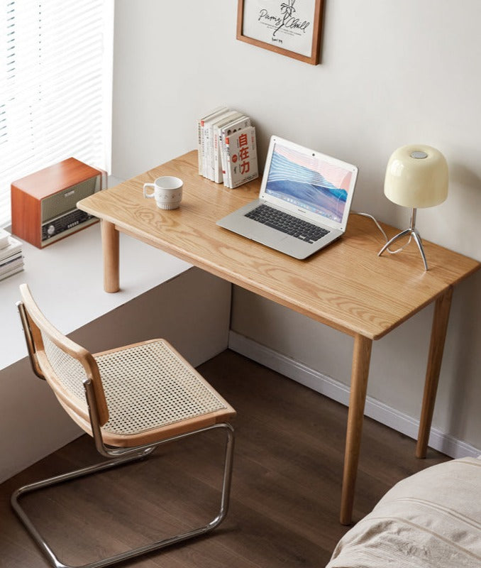 Oak Solid Wood Office Desk, Bay Window Desk