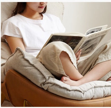 Leather Technology Cloth Lounge Eggshell Armchair