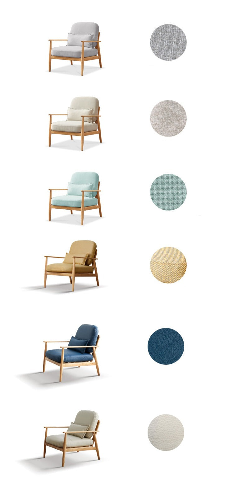 Oak Solid Wood Fabric or Leather Armchair
