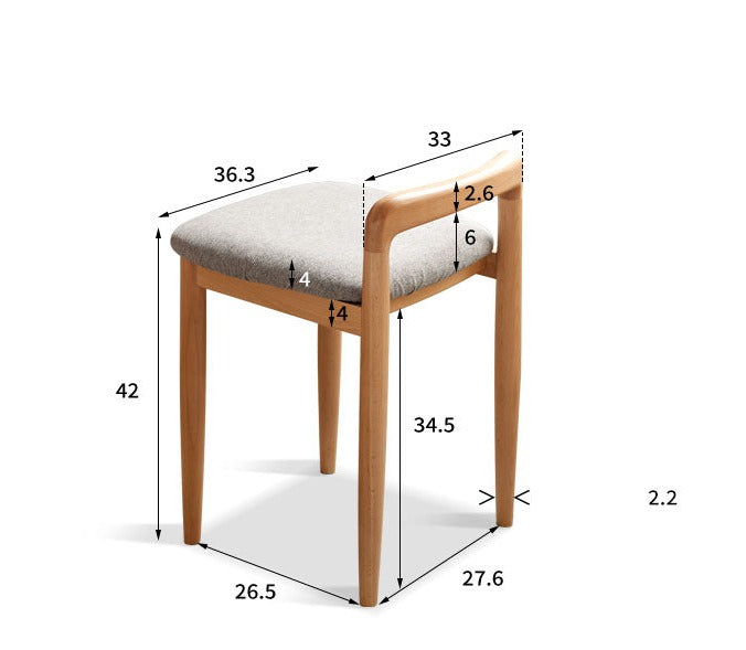 Beech, Cherry Solid Wood Makeup Stool Chair