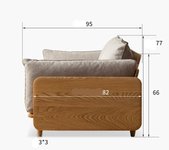 Oak, Ash Solid Wood Sofa Genuine Leather, Fabric.