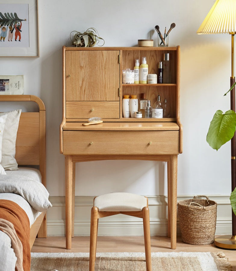 Oak Solid Wood, Solid Rubberwood Dressing Table, Makeup Table.